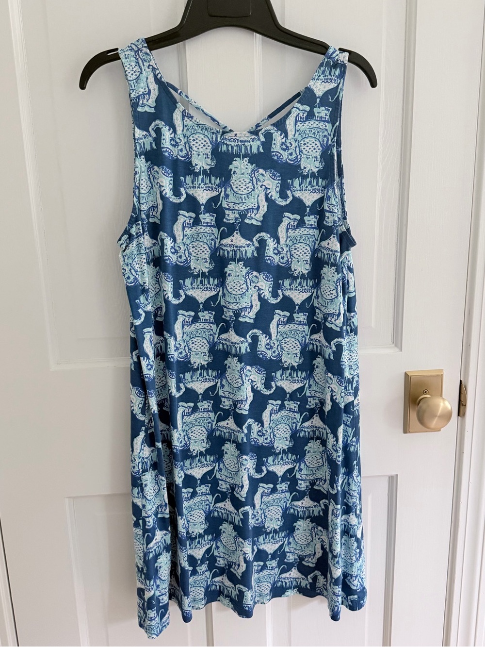 Lilly Pulitzer Blue And White Elephant Pattern Dress, Tusk in the Sun